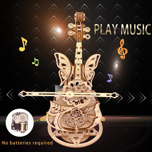 3D Wooden Cello Music Box Puzzle - DIY Model Kit for Adults 14+