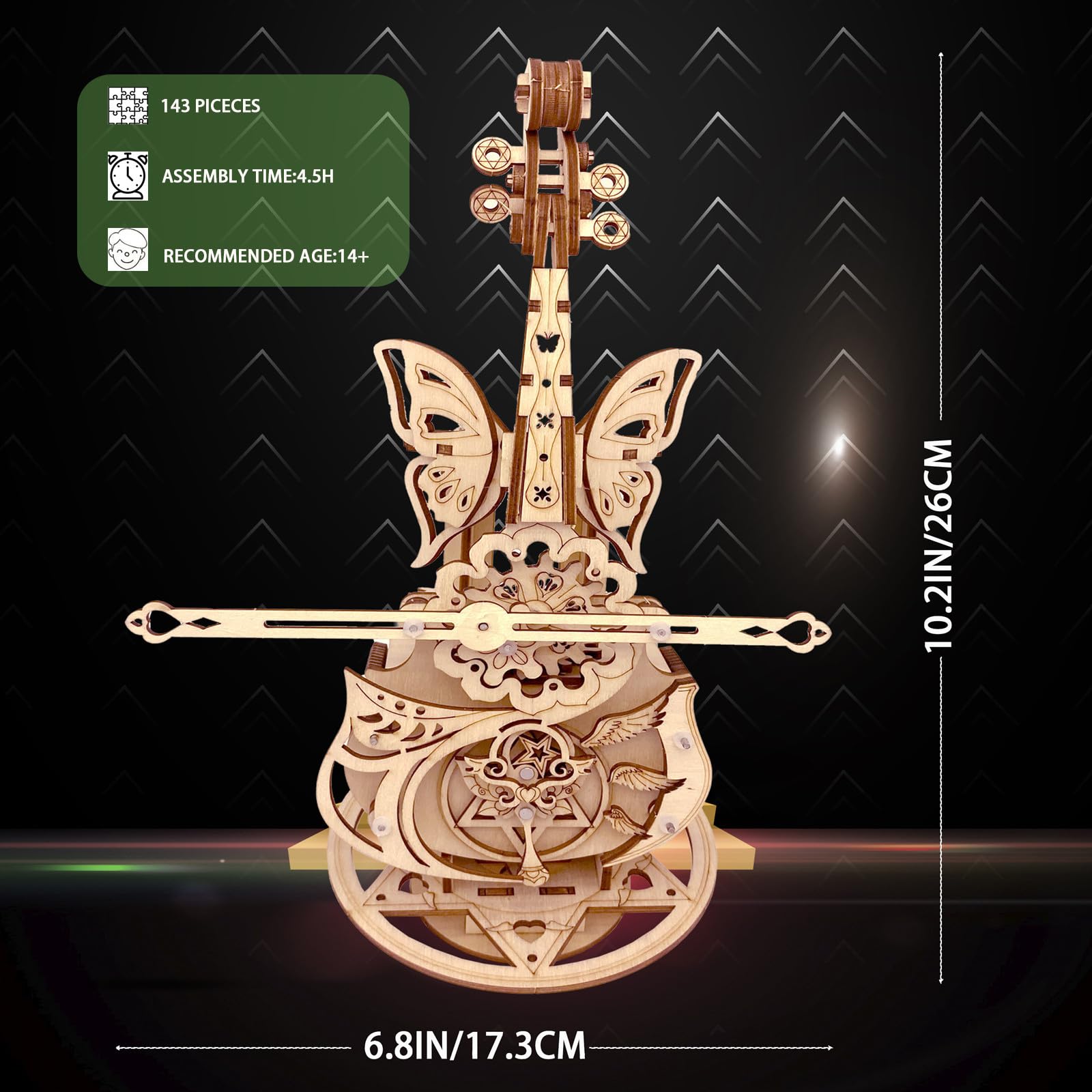 3D Wooden Cello Music Box Puzzle - DIY Model Kit for Adults 14+
