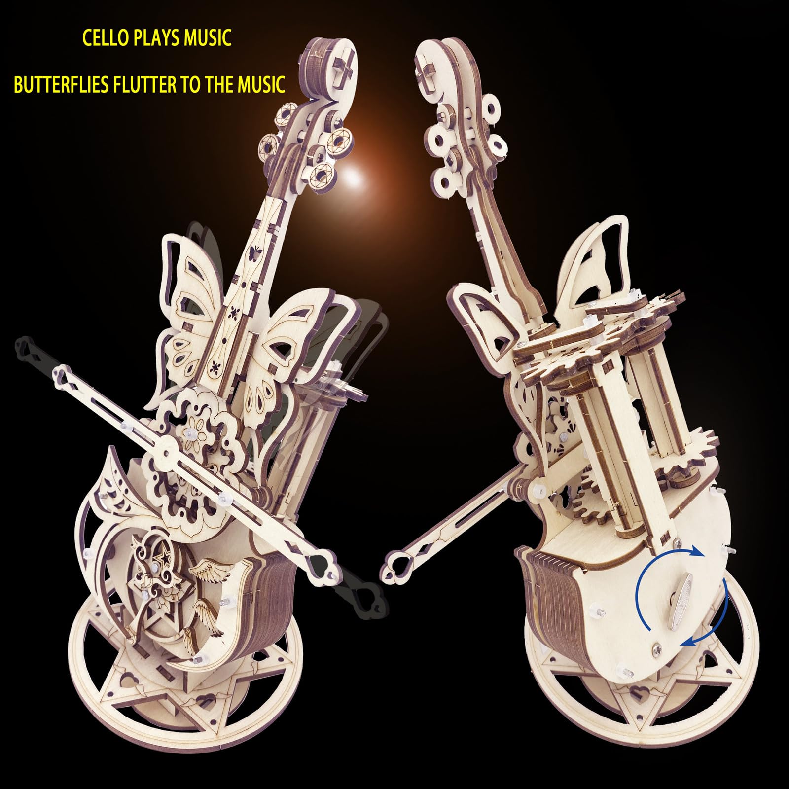 3D Wooden Cello Music Box Puzzle - DIY Model Kit for Adults 14+