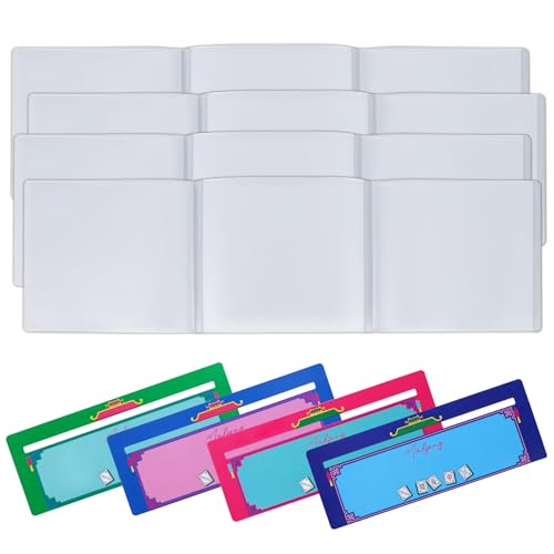4 Large Mahjong Card Sleeves & 4 Line Finders - Matte PVC, Anti-Glare, for 2025/2026 Cards - Xovnfp