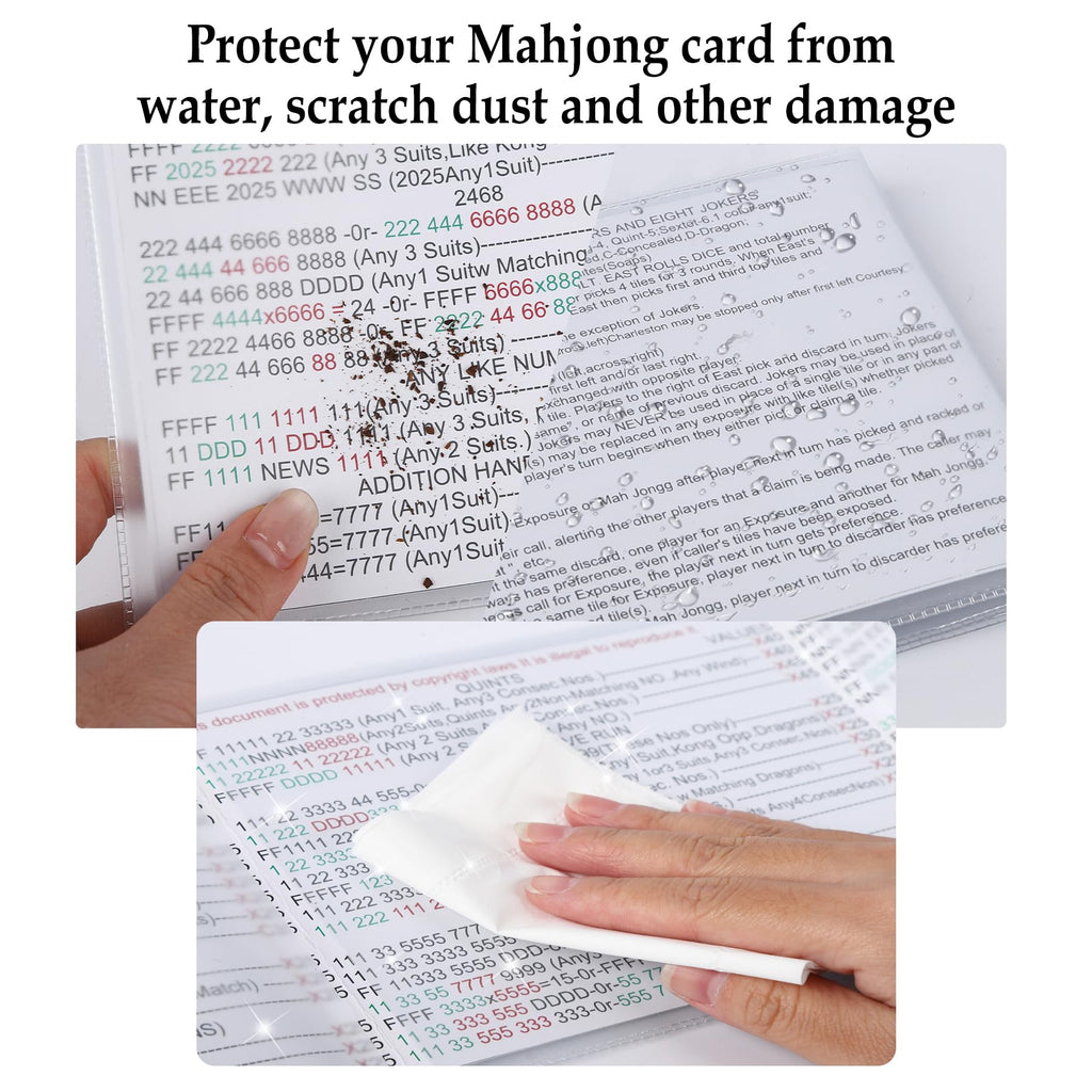 4 Large Mahjong Card Sleeves & 4 Line Finders - Matte PVC, Anti-Glare, for 2025/2026 Cards - Xovnfp