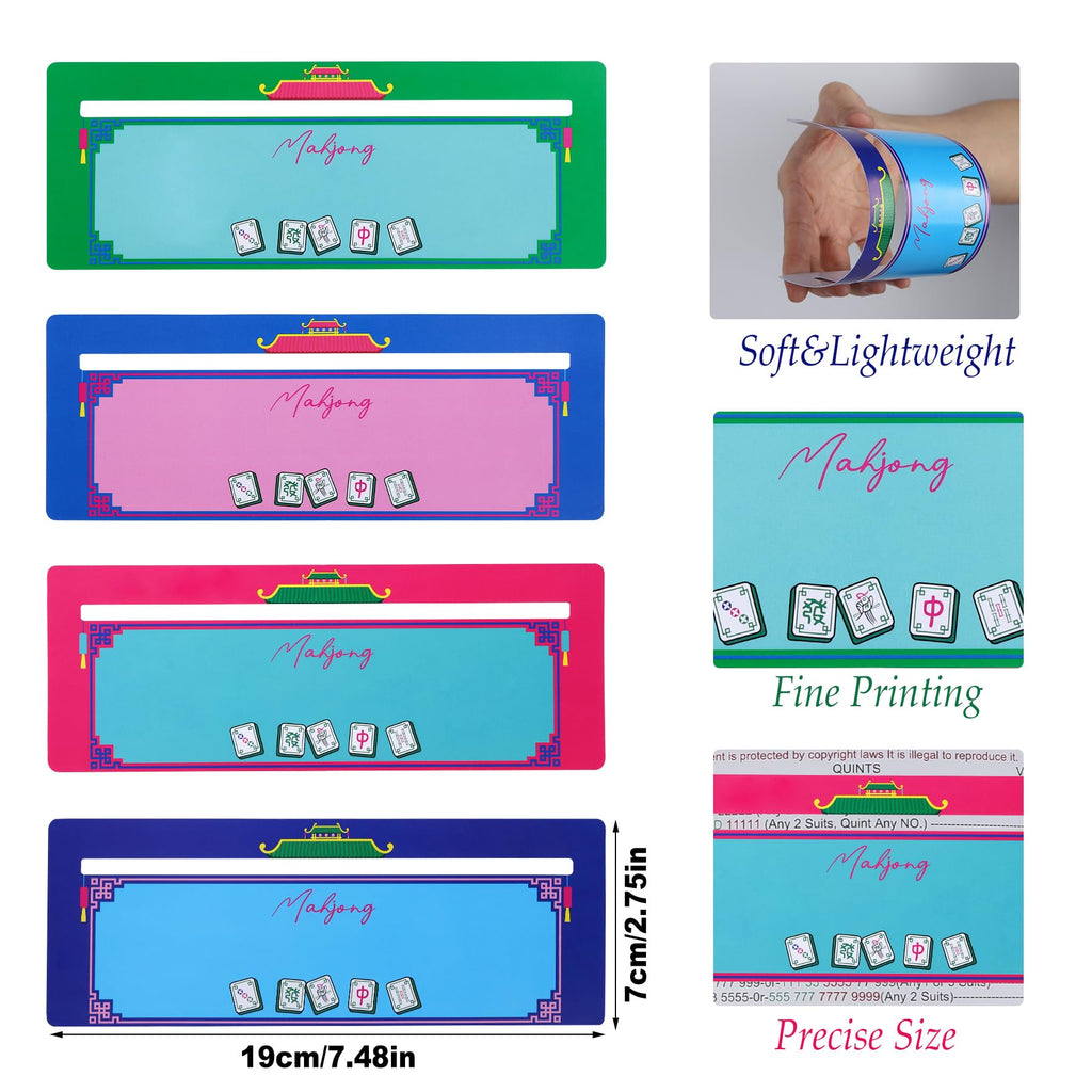 4 Large Mahjong Card Sleeves & 4 Line Finders - Matte PVC, Anti-Glare, for 2025/2026 Cards - Xovnfp