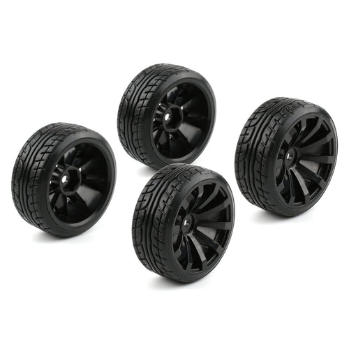 4-Pack 1/10 RC Drift Wheels 12mm Hex with Flange Nuts and 4-Way Wrench for HSP Redcat HPI Tamiya
