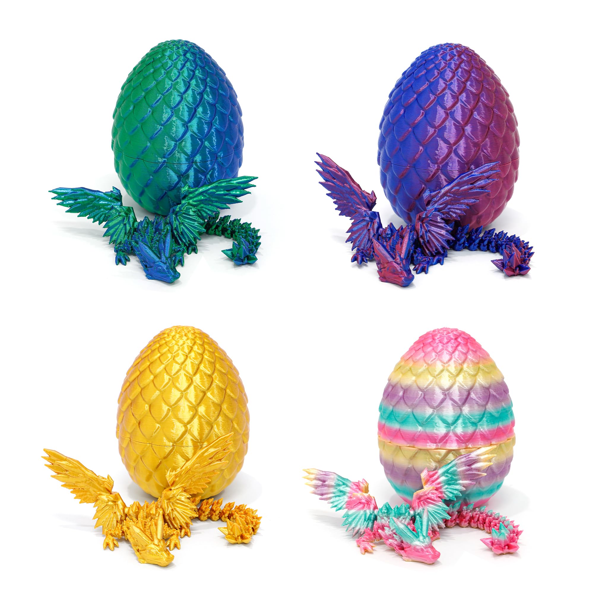 4 Pack 3D Printed Dragon Egg with Wings Dragon Inside - Fidget Toy, Party Favors, Desk Decor by Flavery