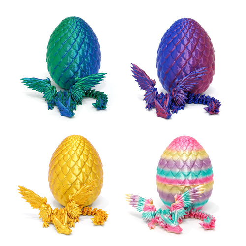 4 Pack 3D Printed Dragon Egg with Wings Dragon Inside - Fidget Toy, Party Favors, Desk Decor by Flavery