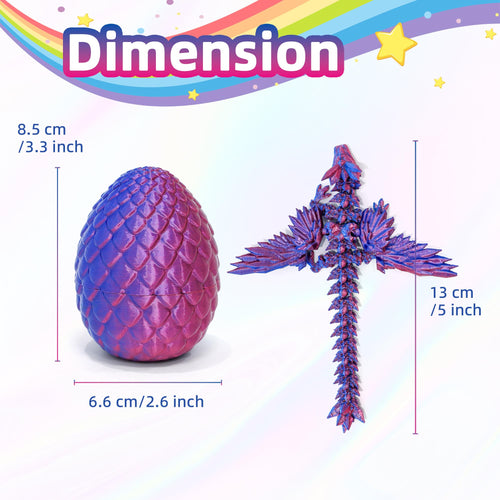 4 Pack 3D Printed Dragon Egg with Wings Dragon Inside - Fidget Toy, Party Favors, Desk Decor by Flavery
