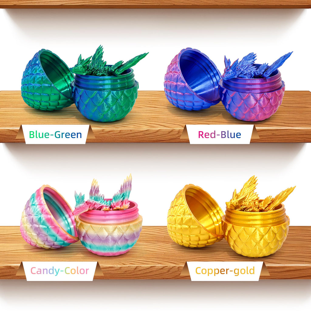 4 Pack 3D Printed Dragon Egg with Wings Dragon Inside - Fidget Toy, Party Favors, Desk Decor by Flavery