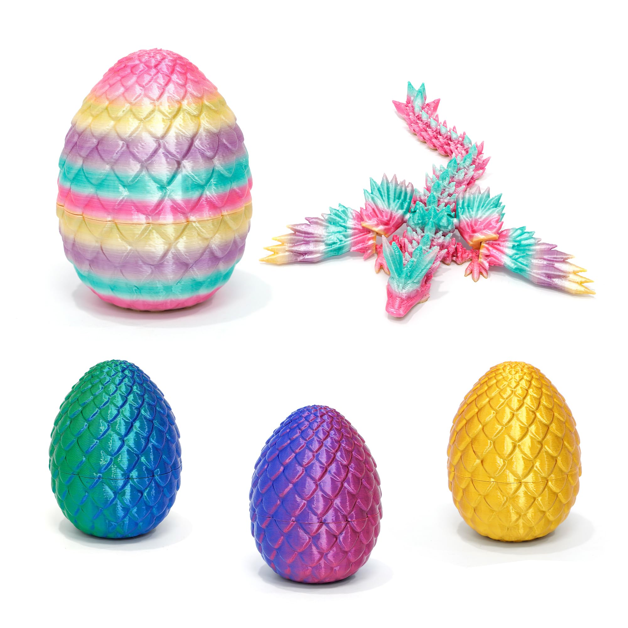 4 Pack 3D Printed Dragon Egg with Wings Dragon Inside - Fidget Toy, Party Favors, Desk Decor by Flavery