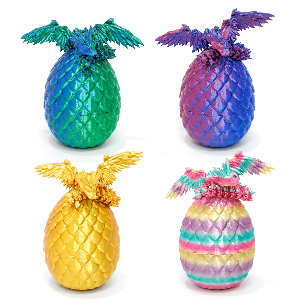 4 Pack 3D Printed Dragon Egg with Wings Dragon Inside - Fidget Toy, Party Favors, Desk Decor by Flavery