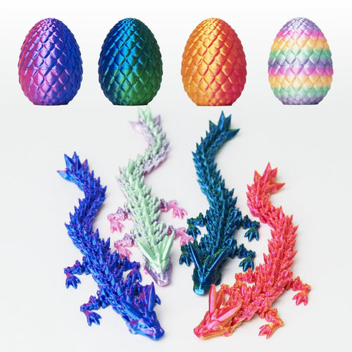 4-Pack 3D Printed Dragon Eggs with Articulated Dragon Inside – Easter Basket Stuffers for Teens & Adults, Fidget Toy