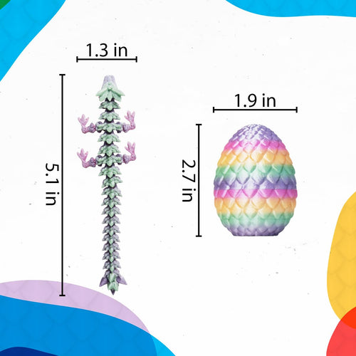 4-Pack 3D Printed Dragon Eggs with Articulated Dragon Inside – Easter Basket Stuffers for Teens & Adults, Fidget Toy