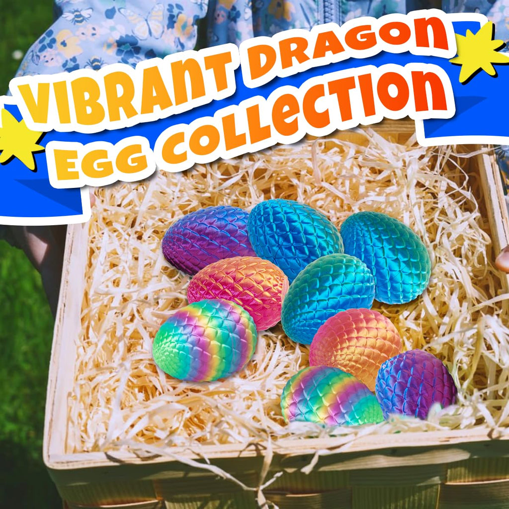 4-Pack 3D Printed Dragon Eggs with Articulated Dragon Inside – Easter Basket Stuffers for Teens & Adults, Fidget Toy