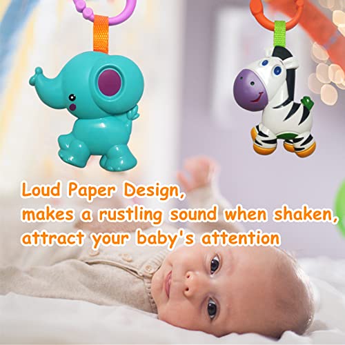 4-Pack Baby Hanging Rattle Toys – Cartoon Animal Stroller Toys for Infants, Crib Car Seat Travel Toys, Birthday Gift for Newborns