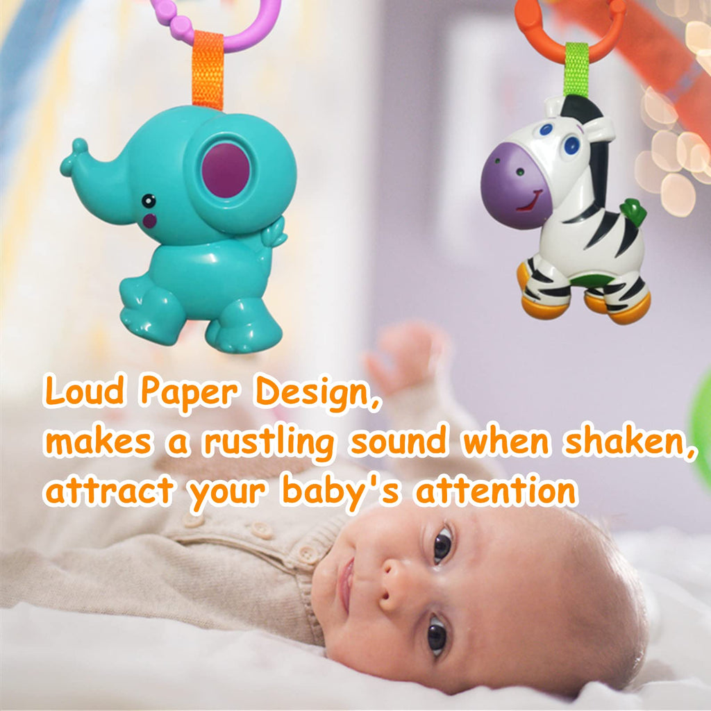 4-Pack Baby Hanging Rattle Toys – Cartoon Animal Stroller Toys for Infants, Crib Car Seat Travel Toys, Birthday Gift for Newborns