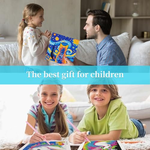 4-Pack Diamond Art Kits for Kids – Dog, Cat, Penguin, Owl – Beginner Crafts for Ages 8-12