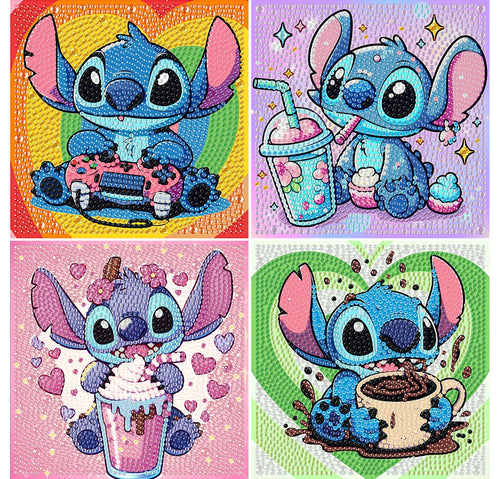 4-Pack Diamond Art Painting Kits for Kids – Cartoon Gem Art, Beginner Craft Kit, 6x6 Inch Each, by KOJEFCV