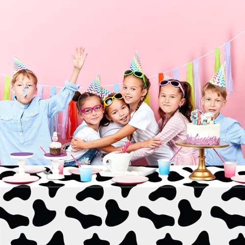 4 Pack Disco Cowgirl Plastic Tablecloths – Hot Pink Cow Print & Disco Ball Party Decor