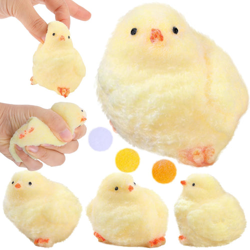 4 Pack Handmade Chick Squeeze Toys – Ultra Soft TPR Taba Chick Fidget Toys for Stress Relief, Easter Basket Stuffers