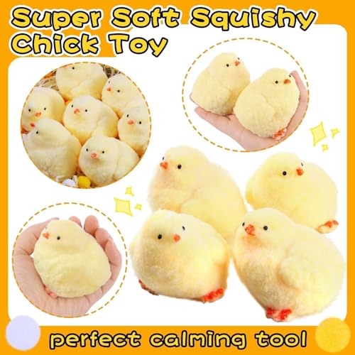 4 Pack Handmade Chick Squeeze Toys – Ultra Soft TPR Taba Chick Fidget Toys for Stress Relief, Easter Basket Stuffers