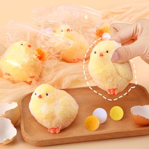 4 Pack Handmade Chick Squeeze Toys – Ultra Soft TPR Taba Chick Fidget Toys for Stress Relief, Easter Basket Stuffers