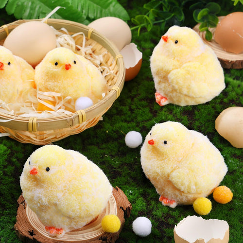 4 Pack Handmade Chick Squeeze Toys – Ultra Soft TPR Taba Chick Fidget Toys for Stress Relief, Easter Basket Stuffers