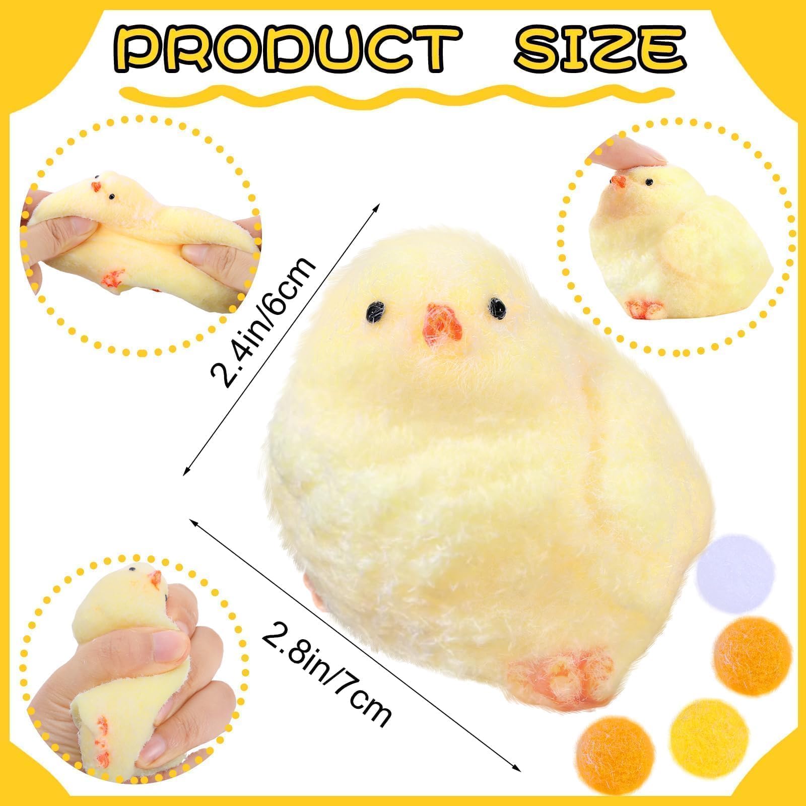 4 Pack Handmade Chick Squeeze Toys – Ultra Soft TPR Taba Chick Fidget Toys for Stress Relief, Easter Basket Stuffers