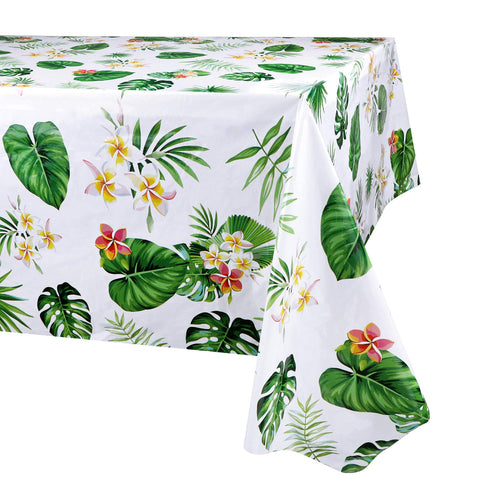 4 Pack Hawaiian Luau Plastic Tablecloths 86x51 Inches – Tropical Palm Leaves Design for Party Decor