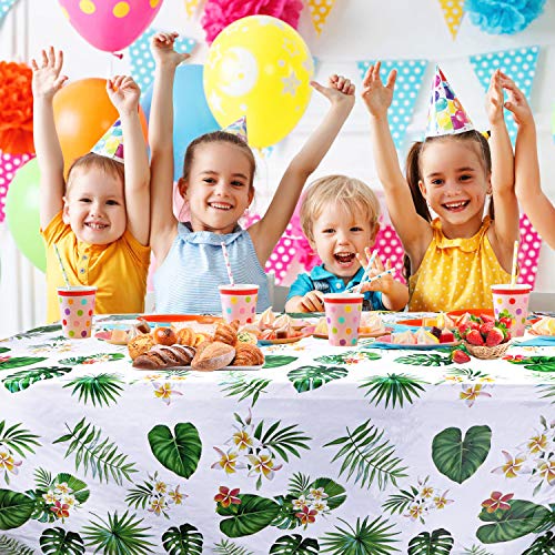 4 Pack Hawaiian Luau Plastic Tablecloths 86x51 Inches – Tropical Palm Leaves Design for Party Decor