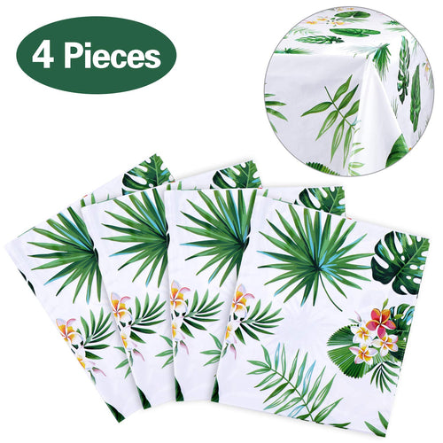 4 Pack Hawaiian Luau Plastic Tablecloths 86x51 Inches – Tropical Palm Leaves Design for Party Decor