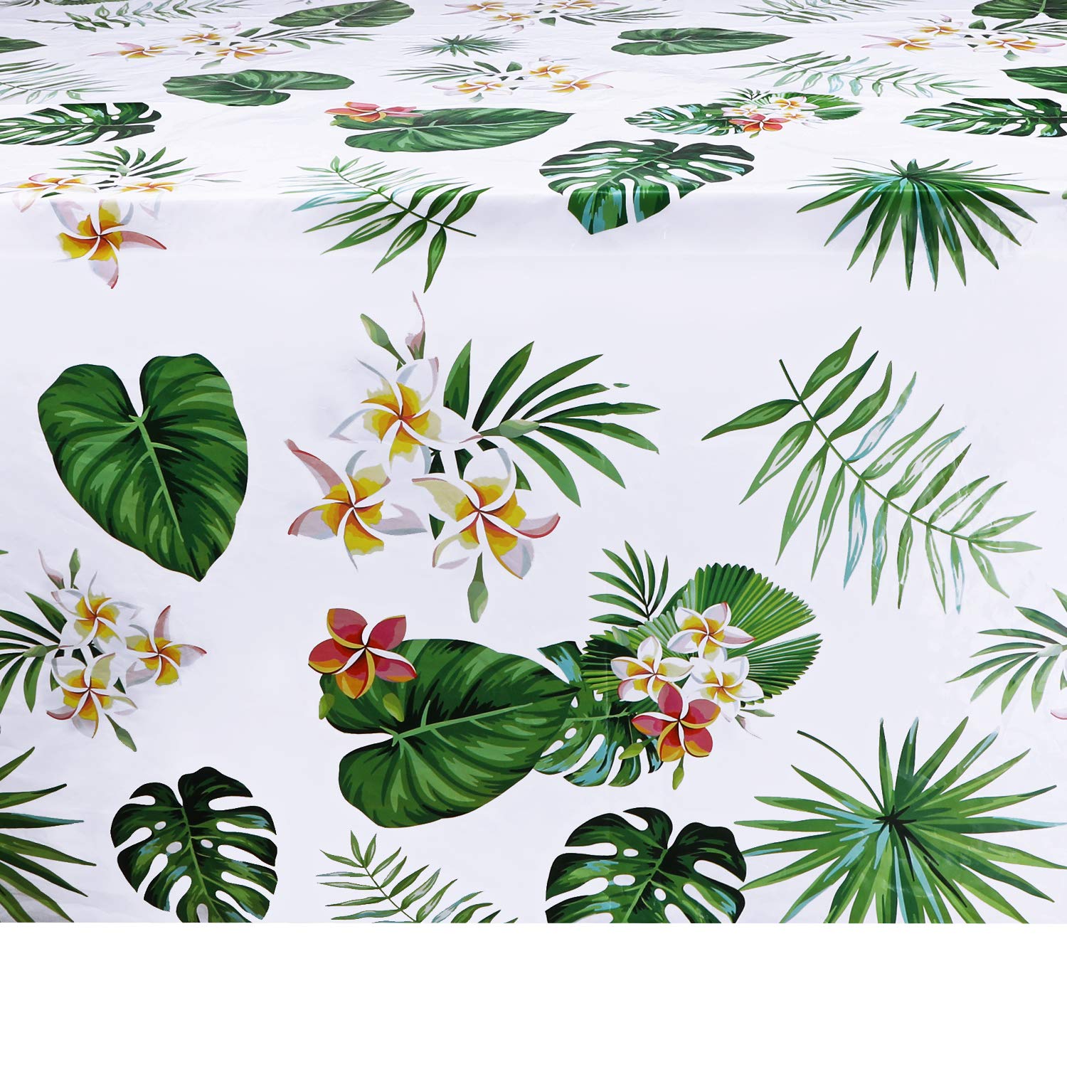 4 Pack Hawaiian Luau Plastic Tablecloths 86x51 Inches – Tropical Palm Leaves Design for Party Decor
