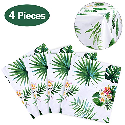 4 Pack Hawaiian Luau Plastic Tablecloths 86x51 Inches – Tropical Palm Leaves Design for Party Decor