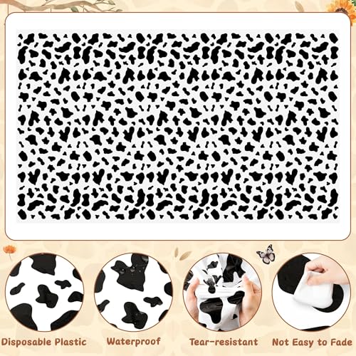 4 Pack Highland Cow Tablecloths - 87x51 Inch Disposable Plastic Party Table Covers