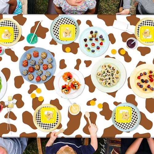 4 Pack Highland Cow Tablecloths - 87x51 Inch Disposable Plastic Party Table Covers