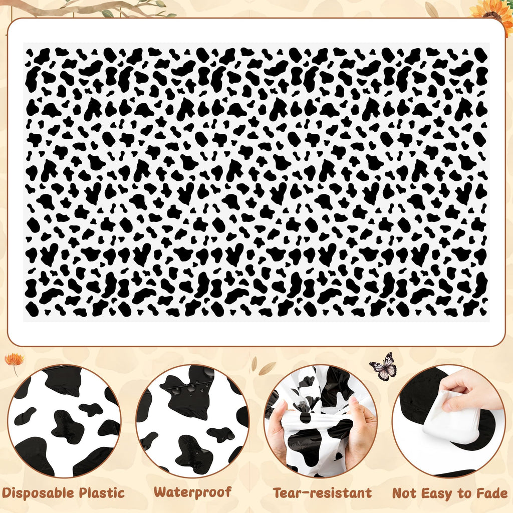 4 Pack Highland Cow Tablecloths - 87x51 Inch Disposable Plastic Party Table Covers