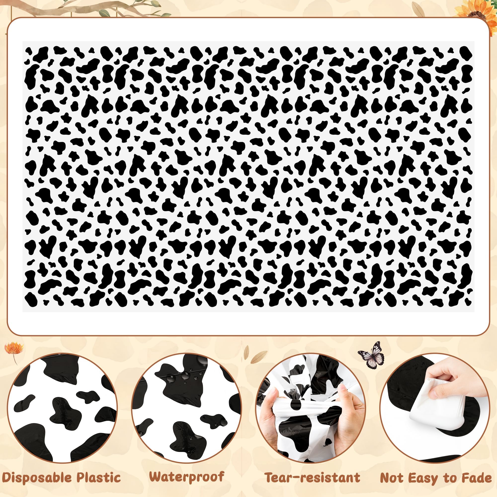 4 Pack Highland Cow Tablecloths - 87x51 Inch Disposable Plastic Party Table Covers