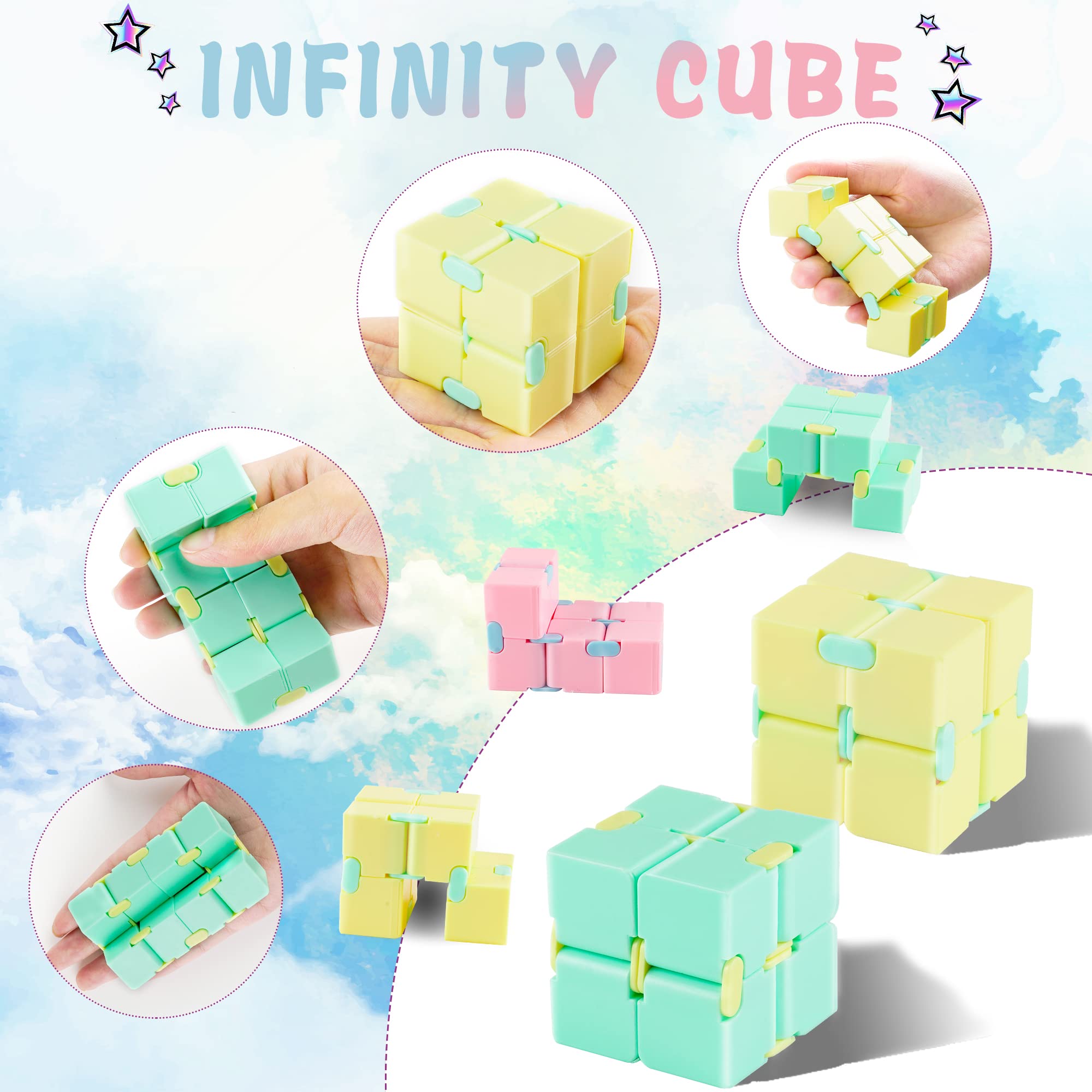 4-Pack Infinity Cube Fidget Toy Set – Stress Relief Puzzle for Kids and Adults, ADHD Focus Tool, Desk Gadget
