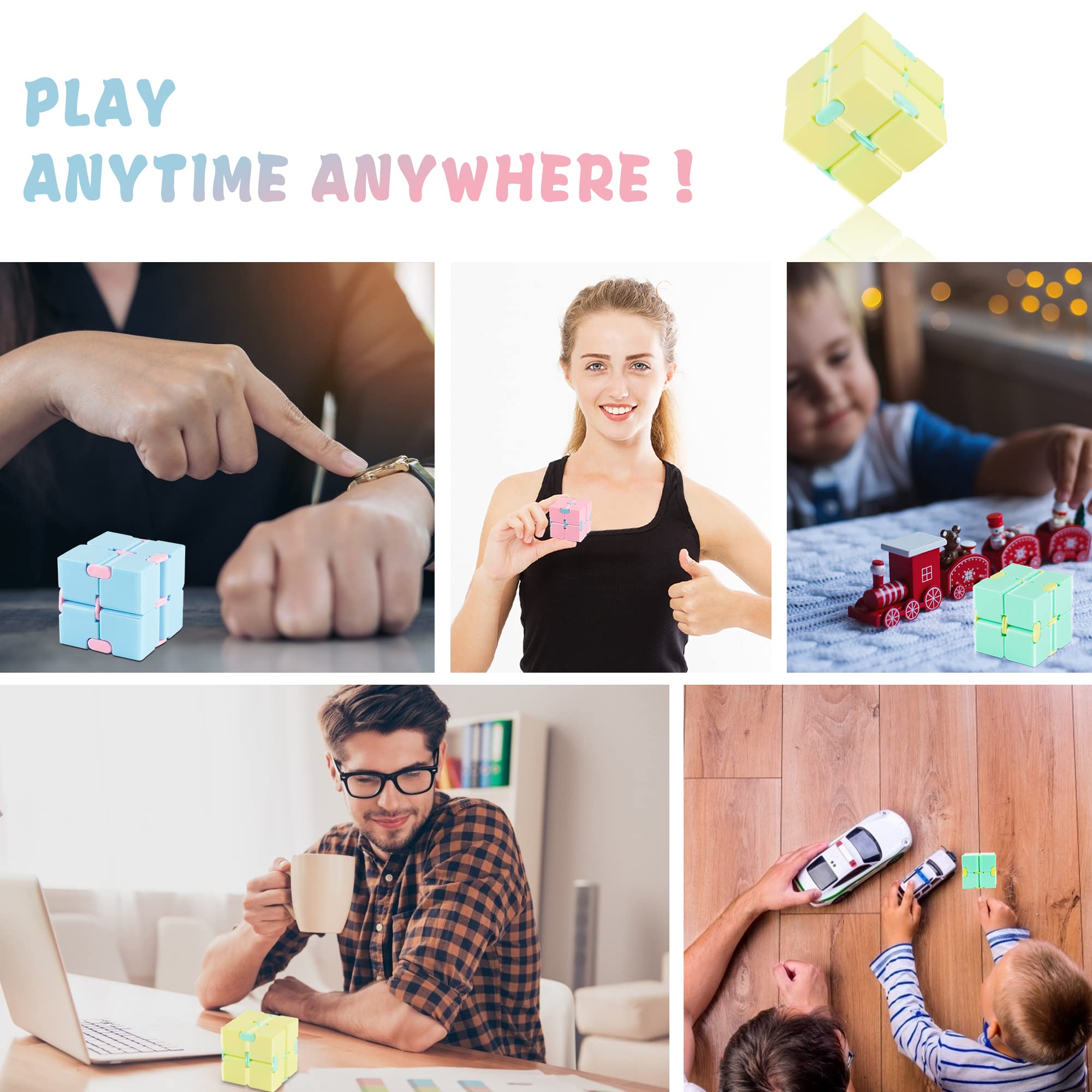 4-Pack Infinity Cube Fidget Toy Set – Stress Relief Puzzle for Kids and Adults, ADHD Focus Tool, Desk Gadget