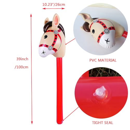 4 Pack Inflatable Stick Horses – Red Pony Western Cowboy Party Decorations