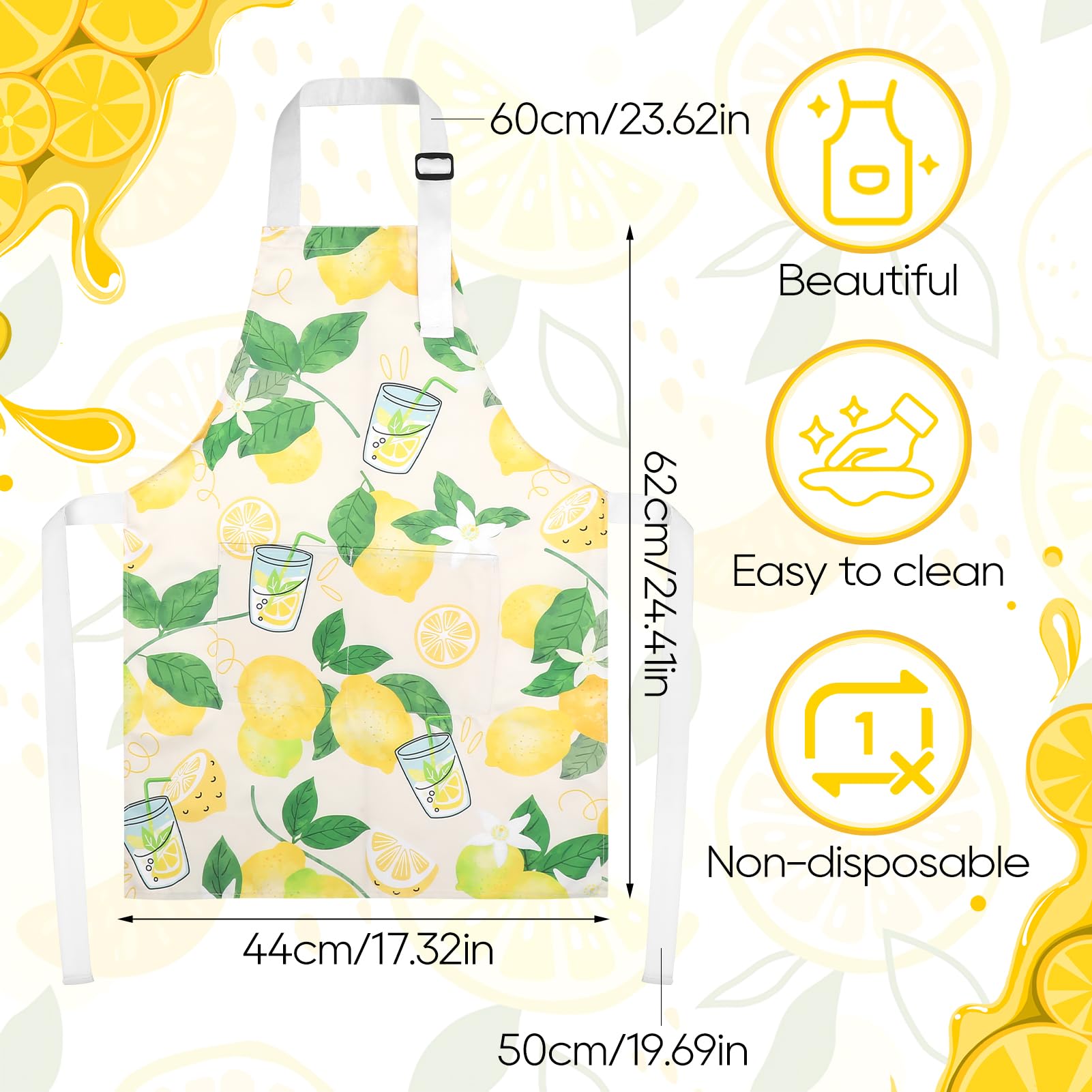 4 Pack Lemon Kids Aprons with Pockets – Adjustable Lemonade Stand Aprons for Boys and Girls