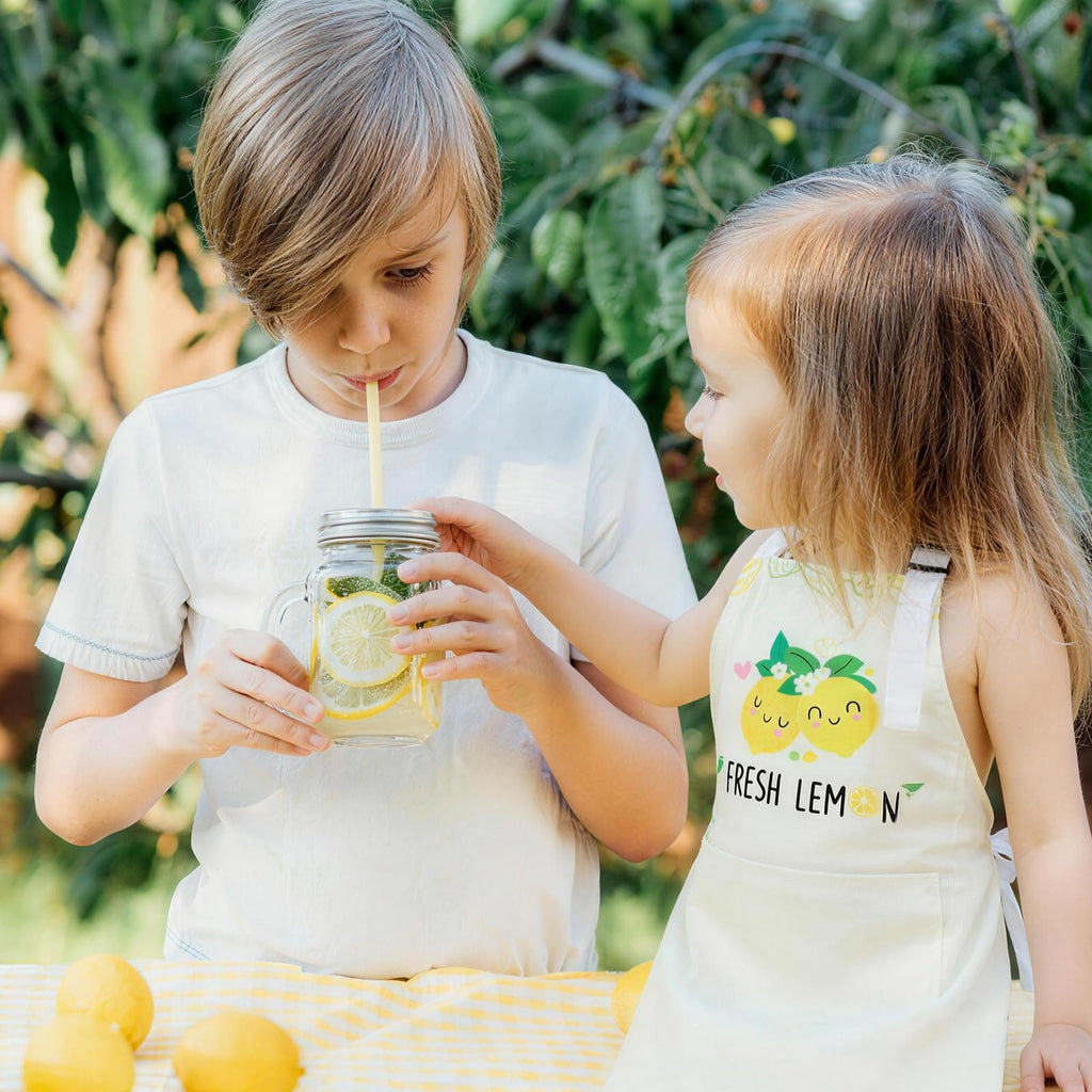 4 Pack Lemon Kids Aprons with Pockets – Adjustable Lemonade Stand Aprons for Boys and Girls