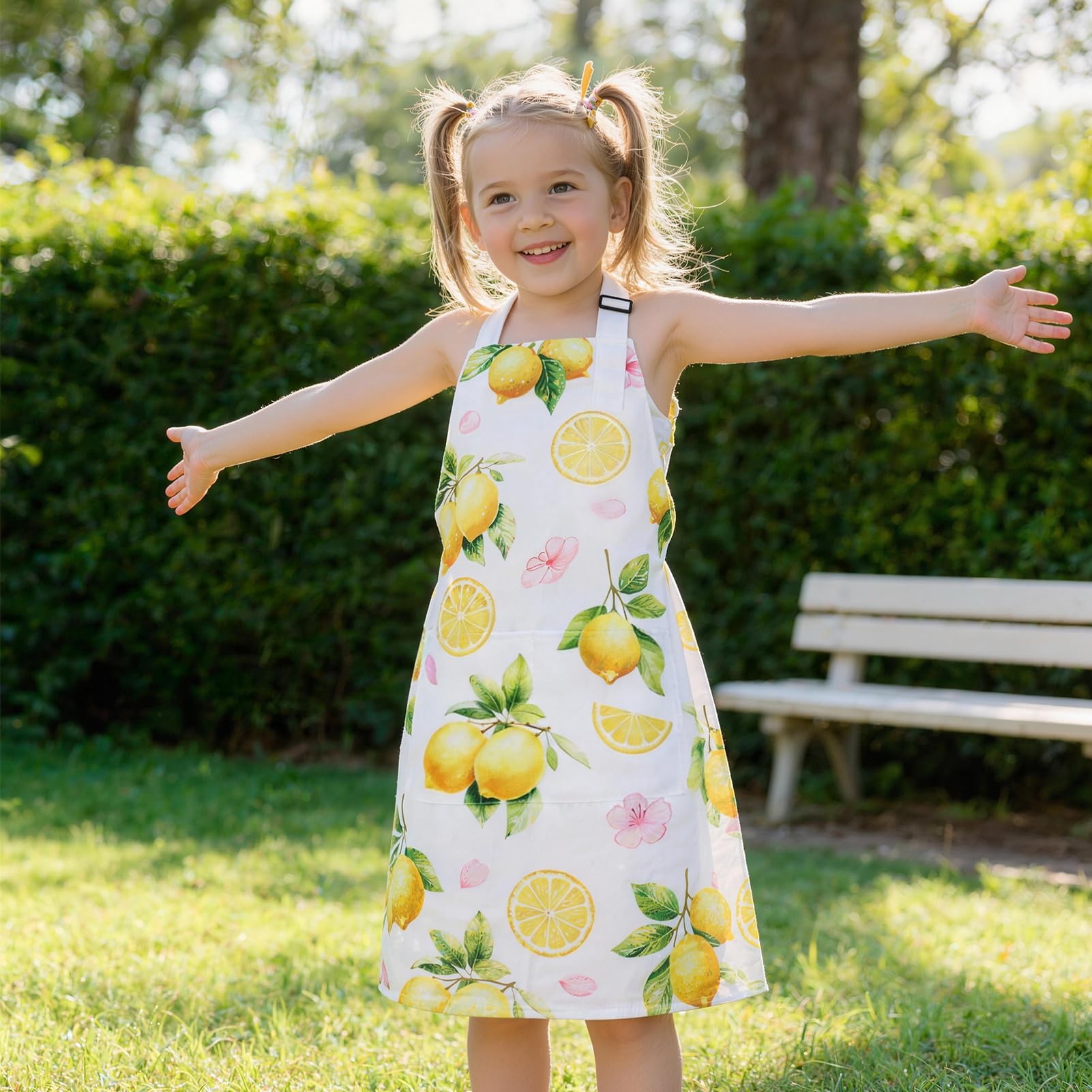 4 Pack Lemon Kids Aprons with Pockets – Adjustable Lemonade Stand Aprons for Boys and Girls