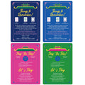 4-Pack Mahjong Shuffler Cards – PVC Tile Mixers with Waterproof Rules, 7x5 in (Purple, Green, Pink, Blue)