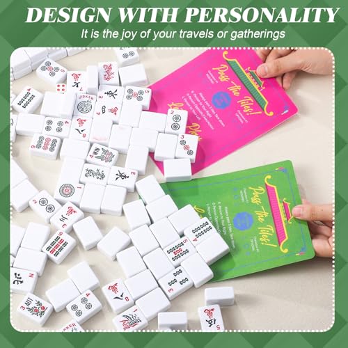 4-Pack Mahjong Shuffler Cards – PVC Tile Mixers with Waterproof Rules, 7x5 in (Purple, Green, Pink, Blue)