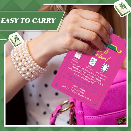 4-Pack Mahjong Shuffler Cards – PVC Tile Mixers with Waterproof Rules, 7x5 in (Purple, Green, Pink, Blue)