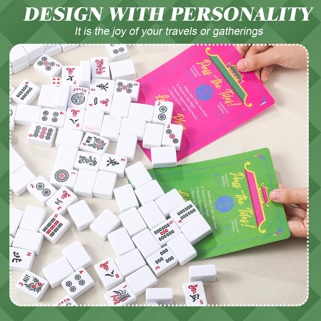 4-Pack Mahjong Shuffler Cards – PVC Tile Mixers with Waterproof Rules, 7x5 in (Purple, Green, Pink, Blue)