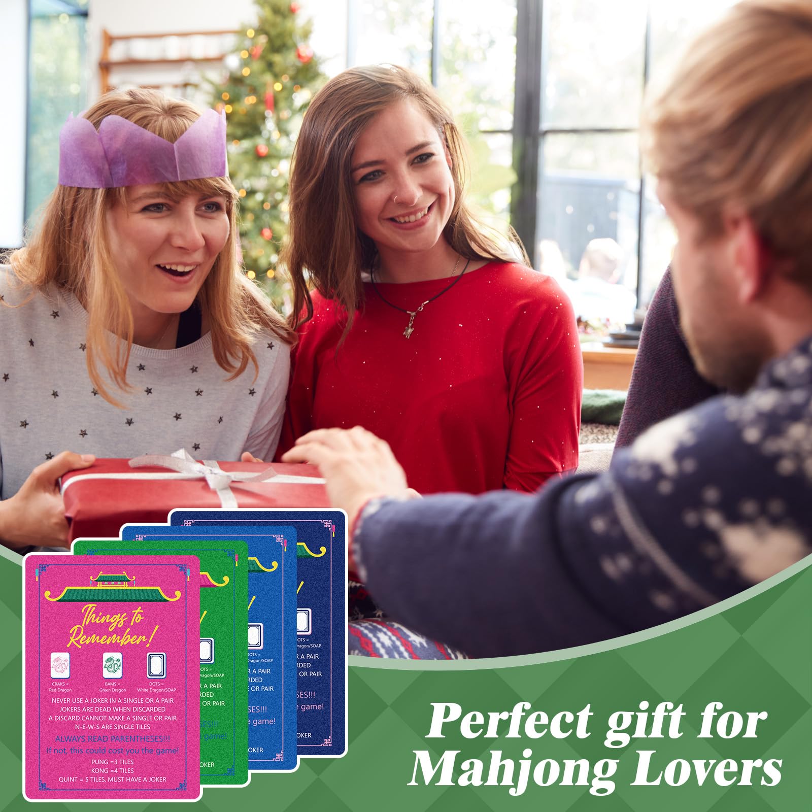 4-Pack Mahjong Shuffler Cards – PVC Tile Mixers with Waterproof Rules, 7x5 in (Purple, Green, Pink, Blue)
