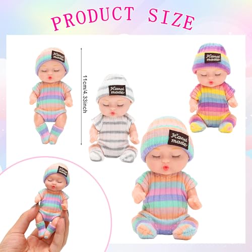 4-Pack Mini Baby Dolls with Animal Robes - 4 Inch Lifelike PVC Dolls for Kids