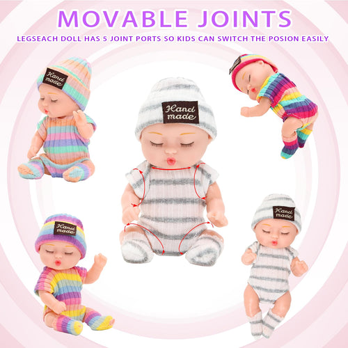 4-Pack Mini Baby Dolls with Animal Robes - 4 Inch Lifelike PVC Dolls for Kids