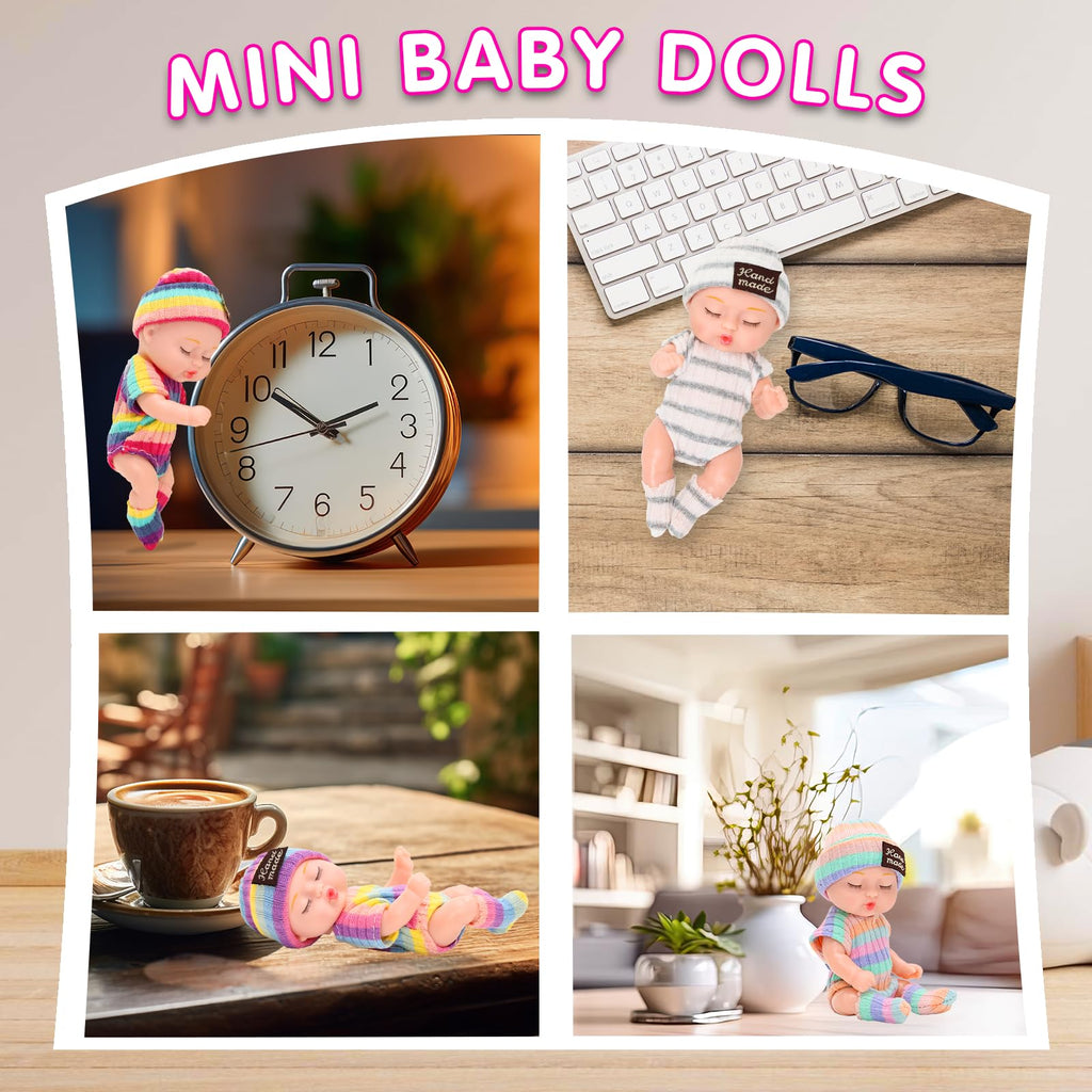 4-Pack Mini Baby Dolls with Animal Robes - 4 Inch Lifelike PVC Dolls for Kids