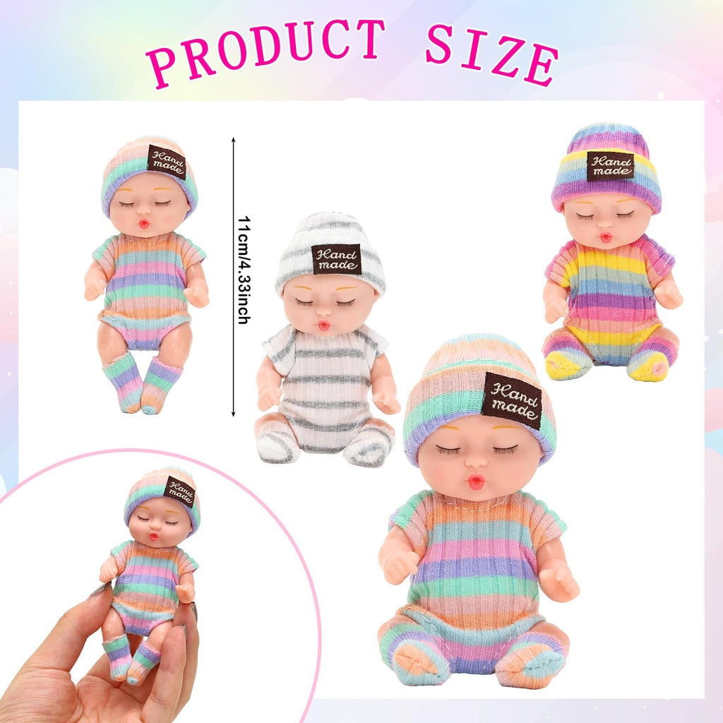 4-Pack Mini Baby Dolls with Animal Robes - 4 Inch Lifelike PVC Dolls for Kids
